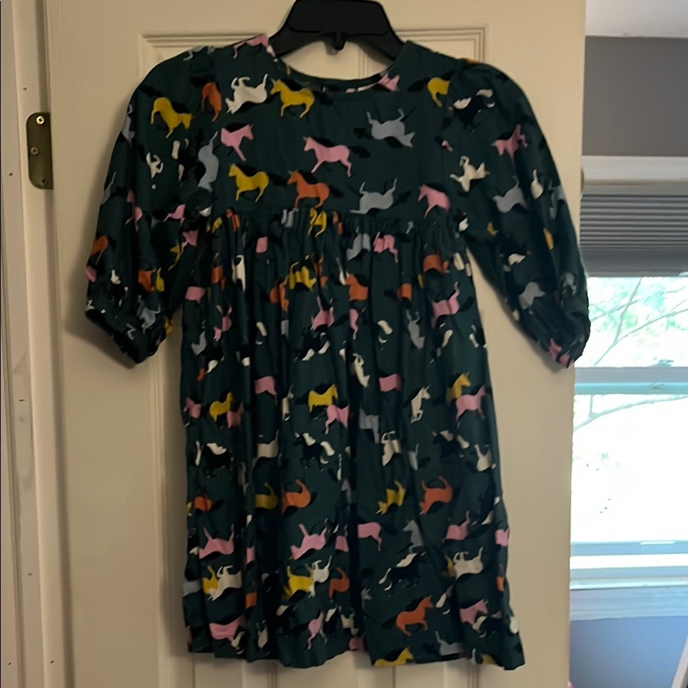 Hanna Andersson Unicorn Dress with Multicolor Animal Print